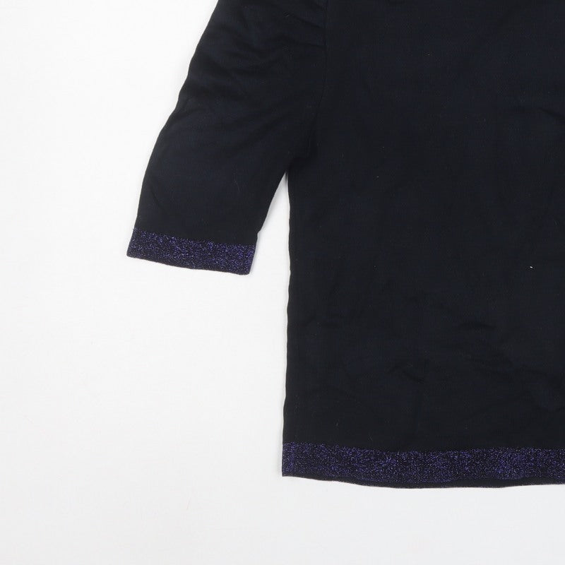 Marks and Spencer Women’s Navy UK 8 Glitter Trim 3/4 Sleeve Jumper