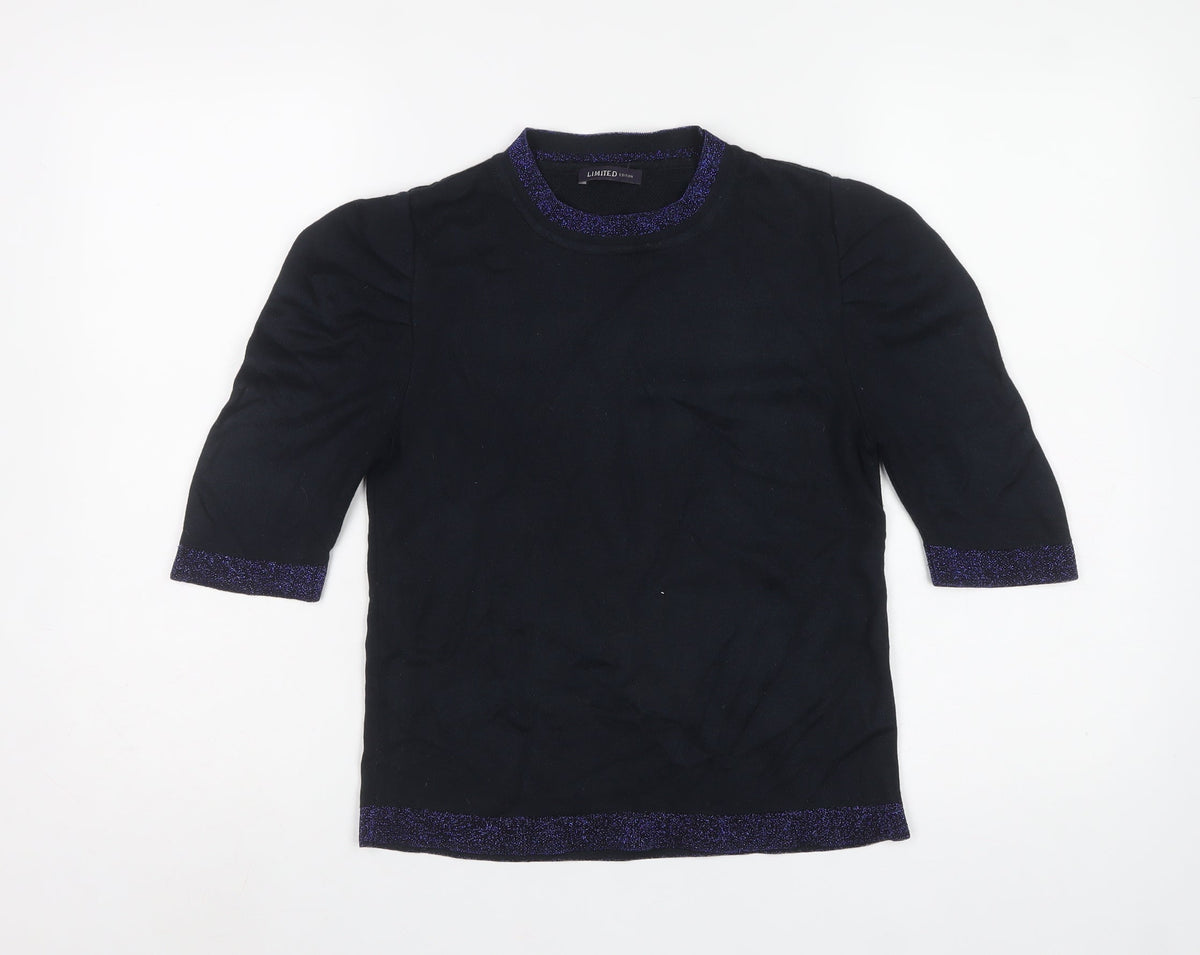 Marks and Spencer Women’s Navy UK 8 Glitter Trim 3/4 Sleeve Jumper