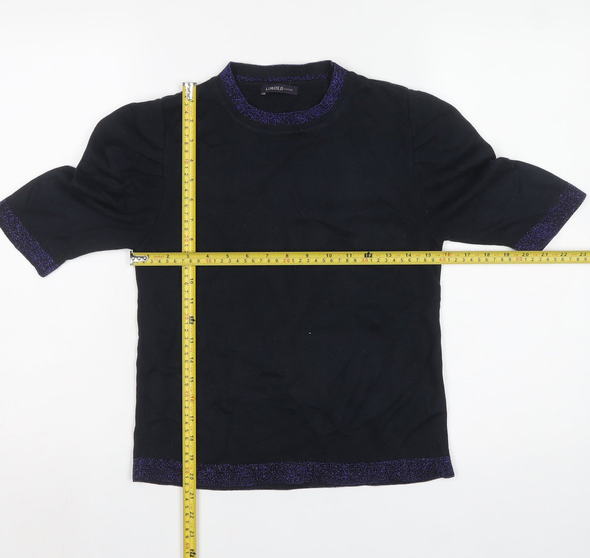 Marks and Spencer Women’s Navy UK 8 Glitter Trim 3/4 Sleeve Jumper