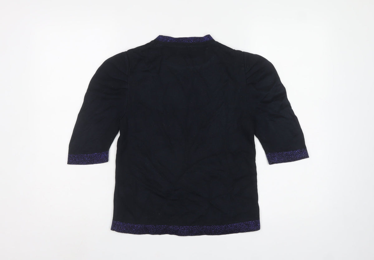 Marks and Spencer Women’s Navy UK 8 Glitter Trim 3/4 Sleeve Jumper