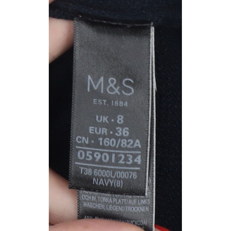Marks and Spencer Women’s Navy UK 8 Glitter Trim 3/4 Sleeve Jumper