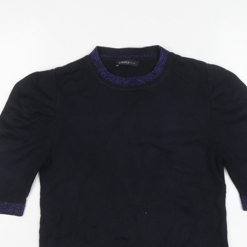Marks and Spencer Women’s Navy UK 8 Glitter Trim 3/4 Sleeve Jumper