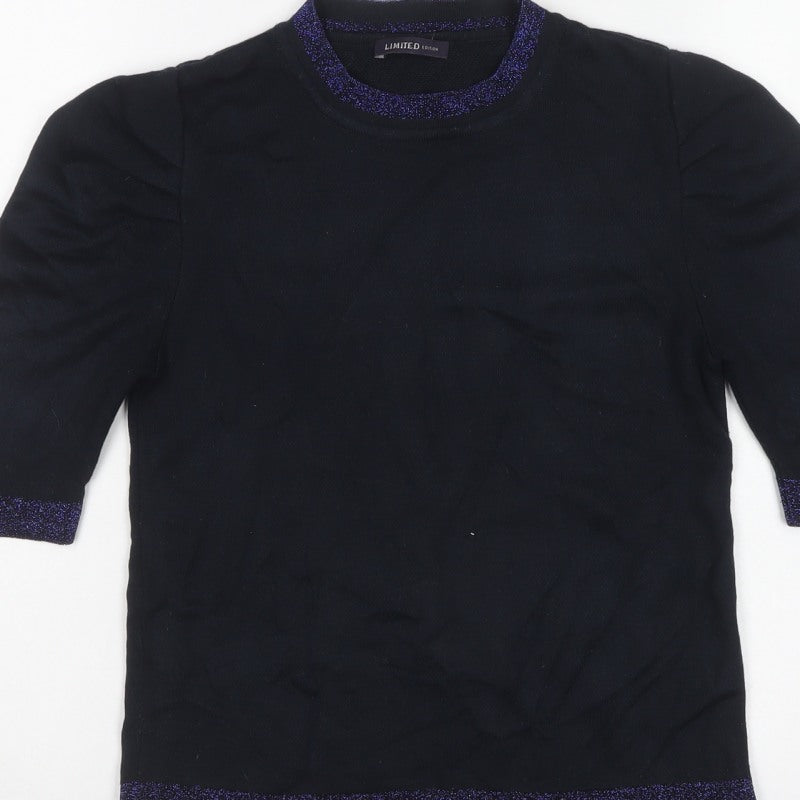 Marks and Spencer Women’s Navy UK 8 Glitter Trim 3/4 Sleeve Jumper