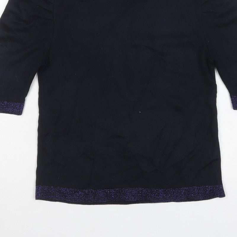 Marks and Spencer Women’s Navy UK 8 Glitter Trim 3/4 Sleeve Jumper