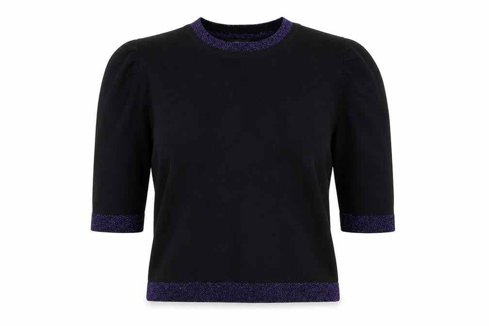 Marks and Spencer Women’s Navy UK 8 Glitter Trim 3/4 Sleeve Jumper