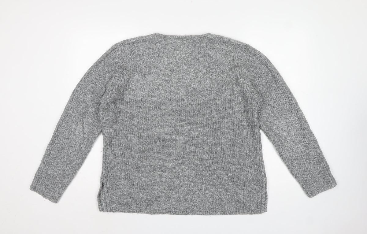 Evidence Women’s Grey Mohair Blend Knit Pullover Jumper Size S