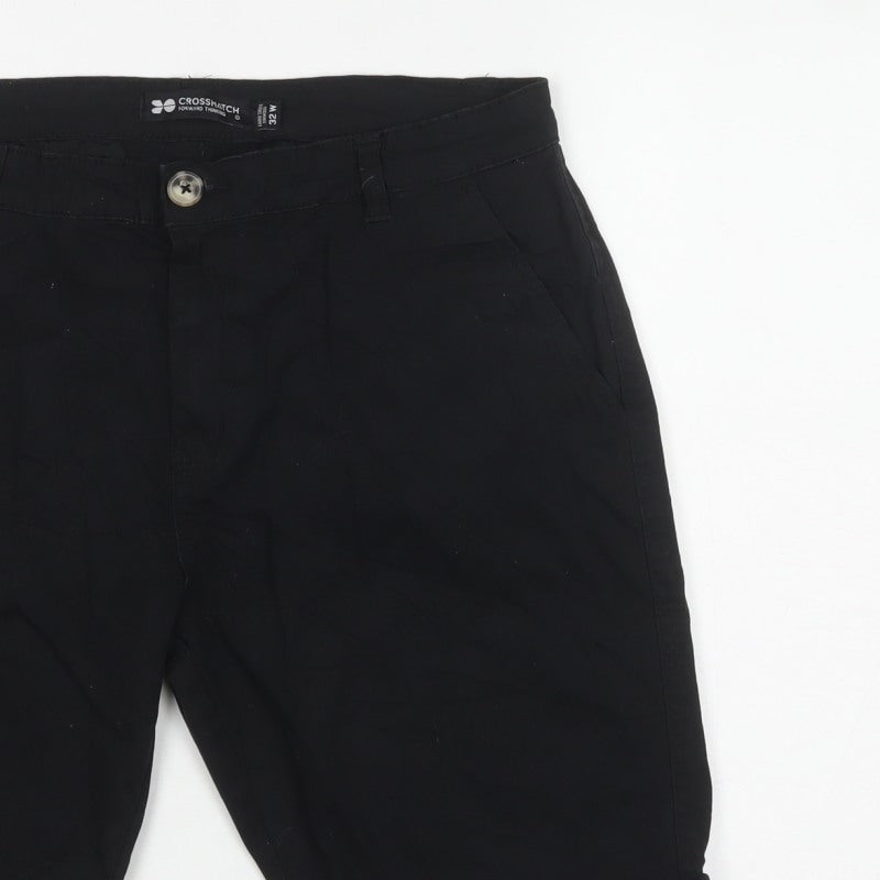 Crosshatch Men’s Black 32W Chino Shorts Cotton Stretch Casual