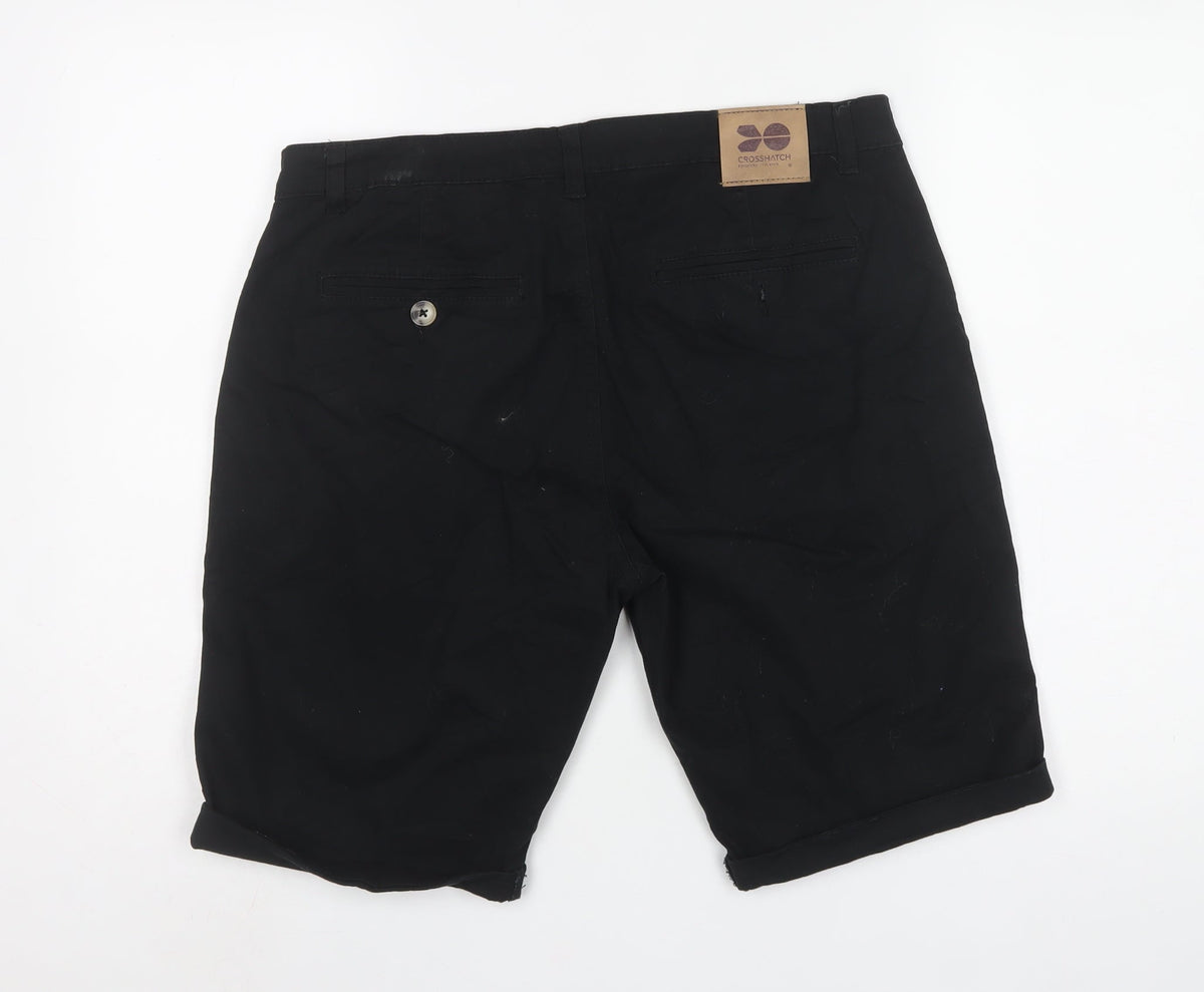 Crosshatch Men’s Black 32W Chino Shorts Cotton Stretch Casual