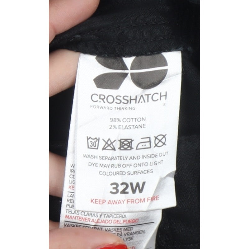 Crosshatch Men’s Black 32W Chino Shorts Cotton Stretch Casual