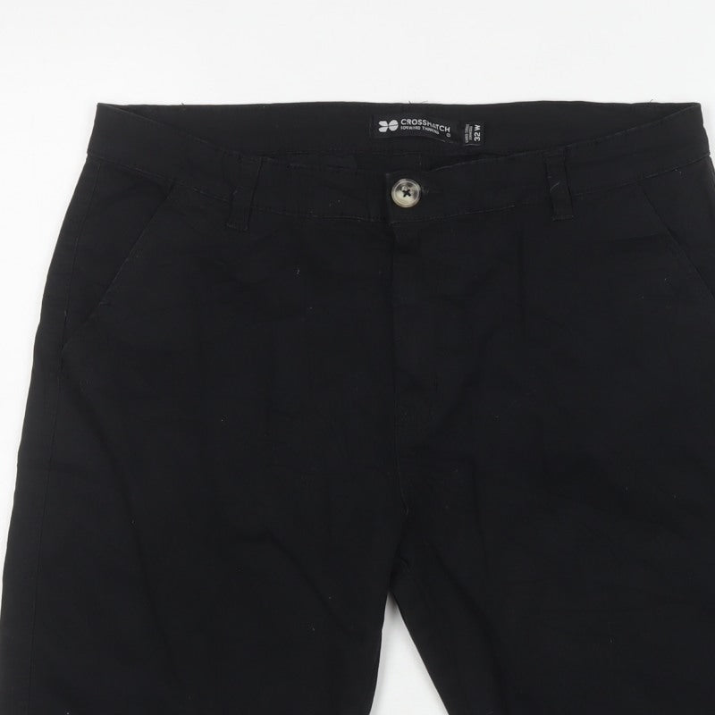 Crosshatch Men’s Black 32W Chino Shorts Cotton Stretch Casual