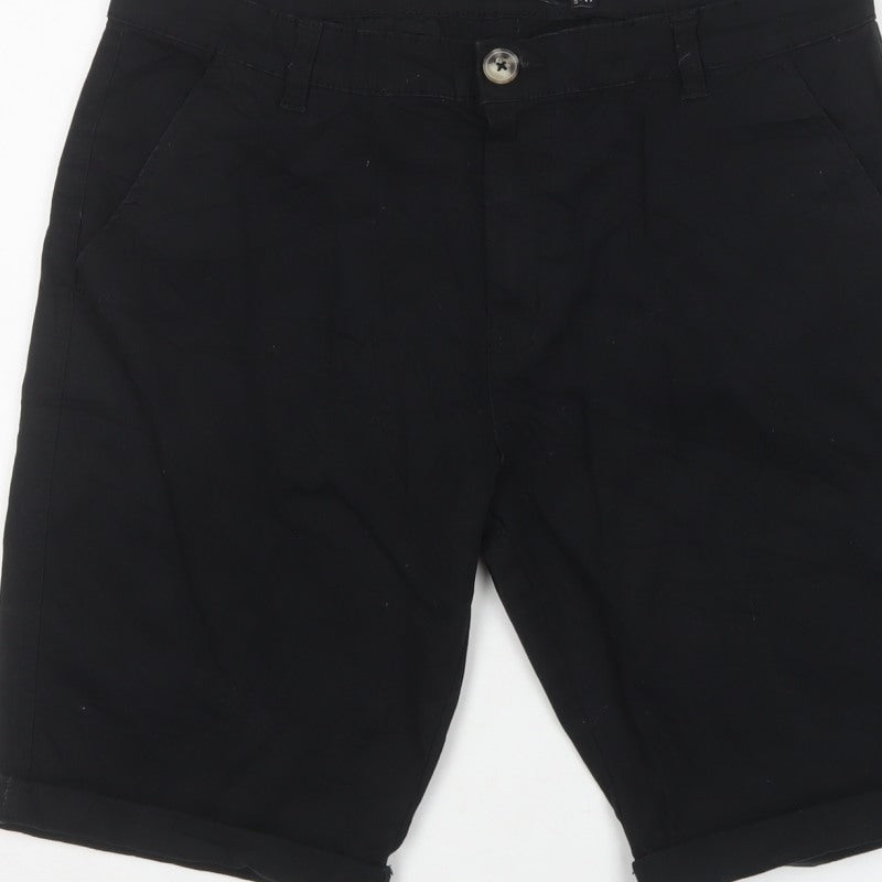 Crosshatch Men’s Black 32W Chino Shorts Cotton Stretch Casual