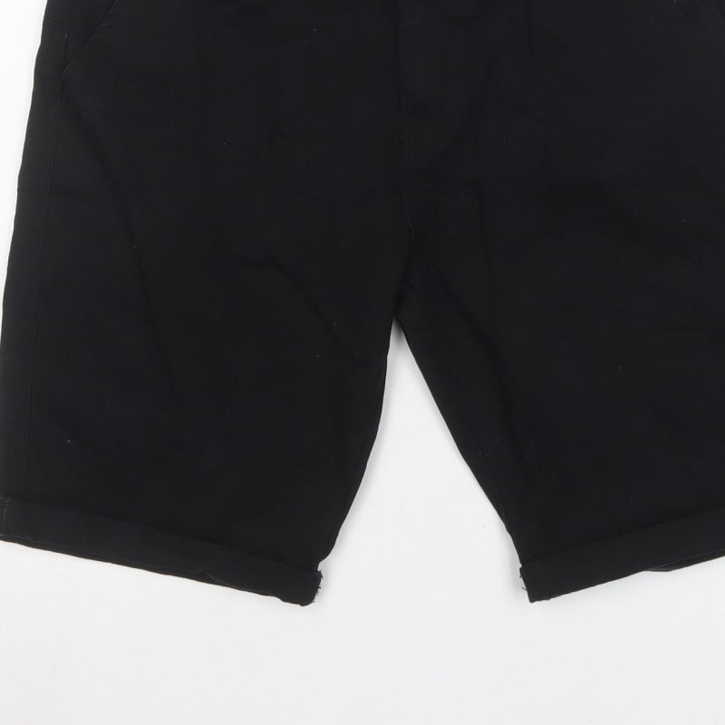 Crosshatch Men’s Black 32W Chino Shorts Cotton Stretch Casual