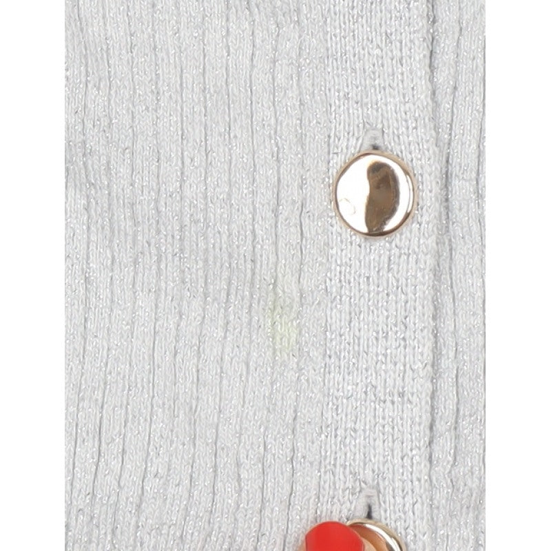 Marks & Spencer Women's Silver L Rib Knit Button Cardigan Long Sleeve