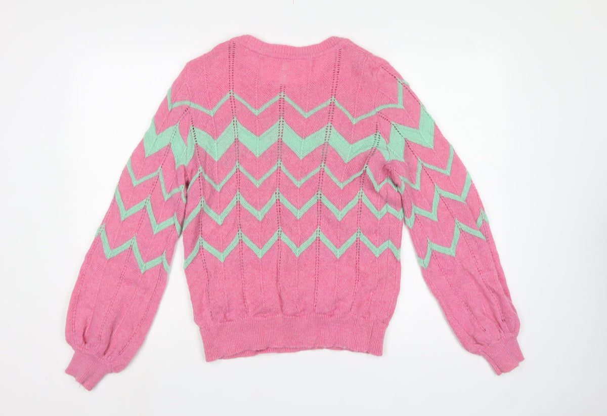 Hush Women’s Pink Alpaca Wool Chevron Knit Jumper Size S