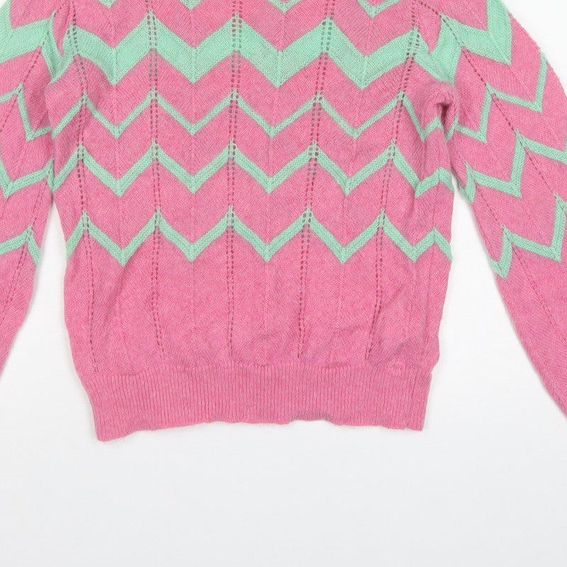 Hush Women’s Pink Alpaca Wool Chevron Knit Jumper Size S