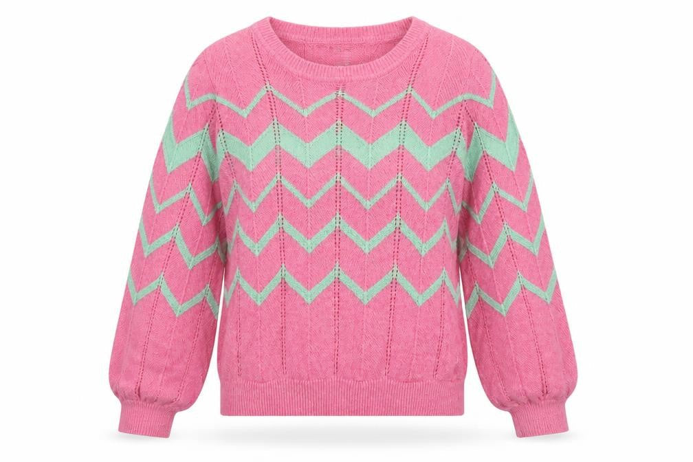 Hush Women’s Pink Alpaca Wool Chevron Knit Jumper Size S