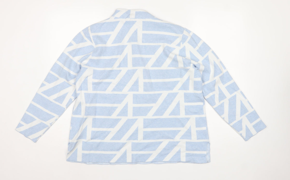 Viz-A-Viz Women Blue UK 16 Geometric Mock Neck Knit Pullover Jumper