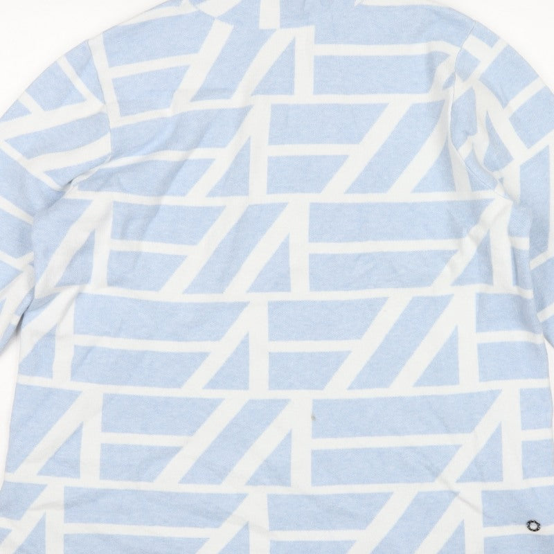 Viz-A-Viz Women Blue UK 16 Geometric Mock Neck Knit Pullover Jumper