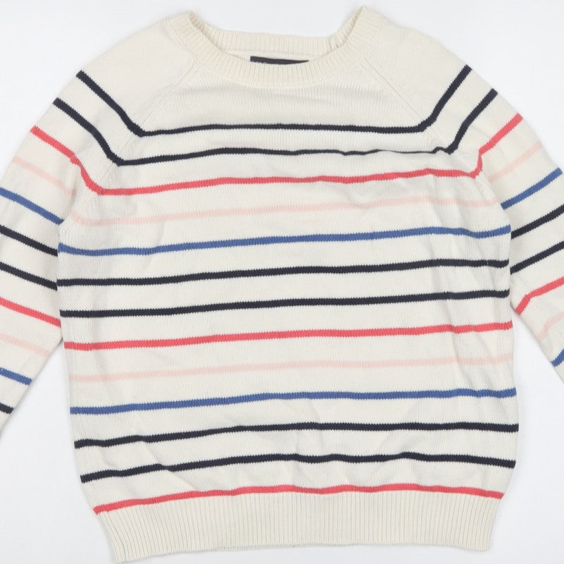 Marks & Spencer Women Multicoloured S Striped Cotton Knit Crew Jumper