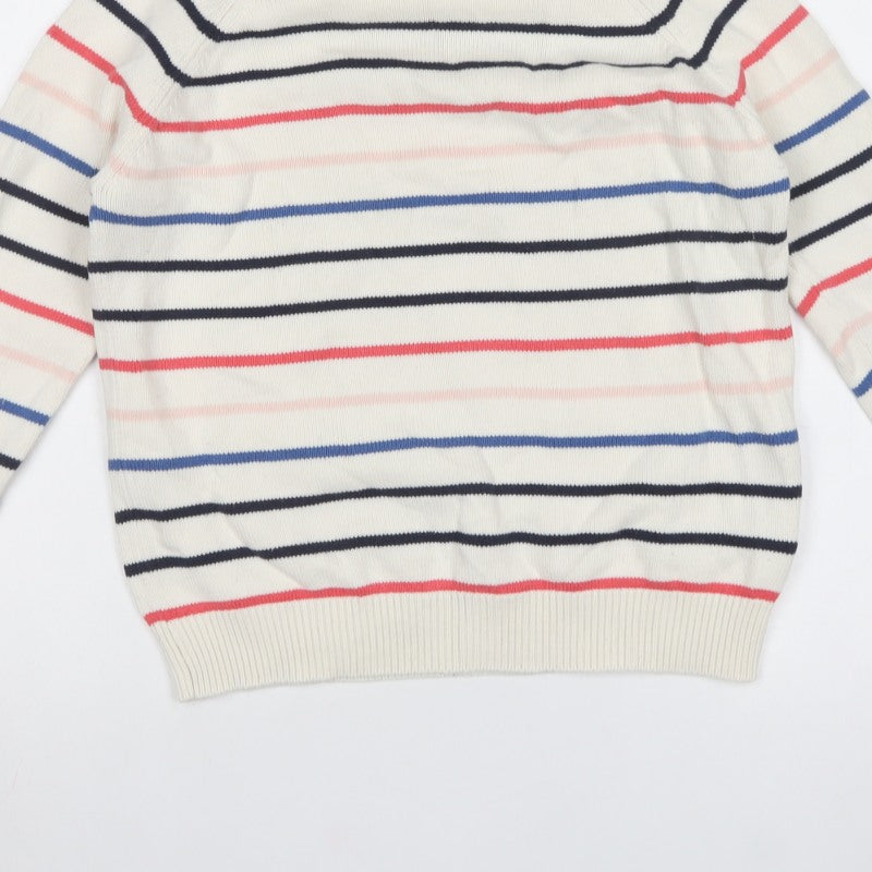 Marks & Spencer Women Multicoloured S Striped Cotton Knit Crew Jumper
