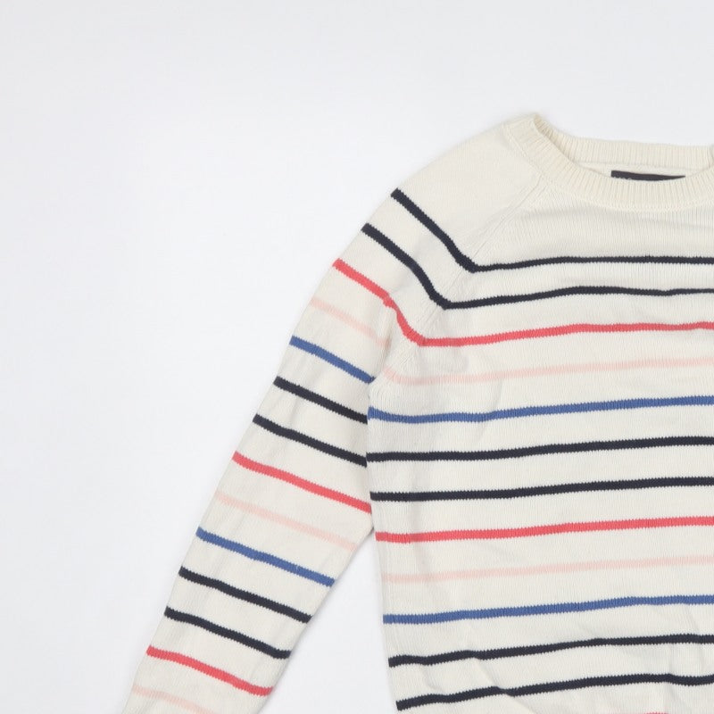 Marks & Spencer Women Multicoloured S Striped Cotton Knit Crew Jumper