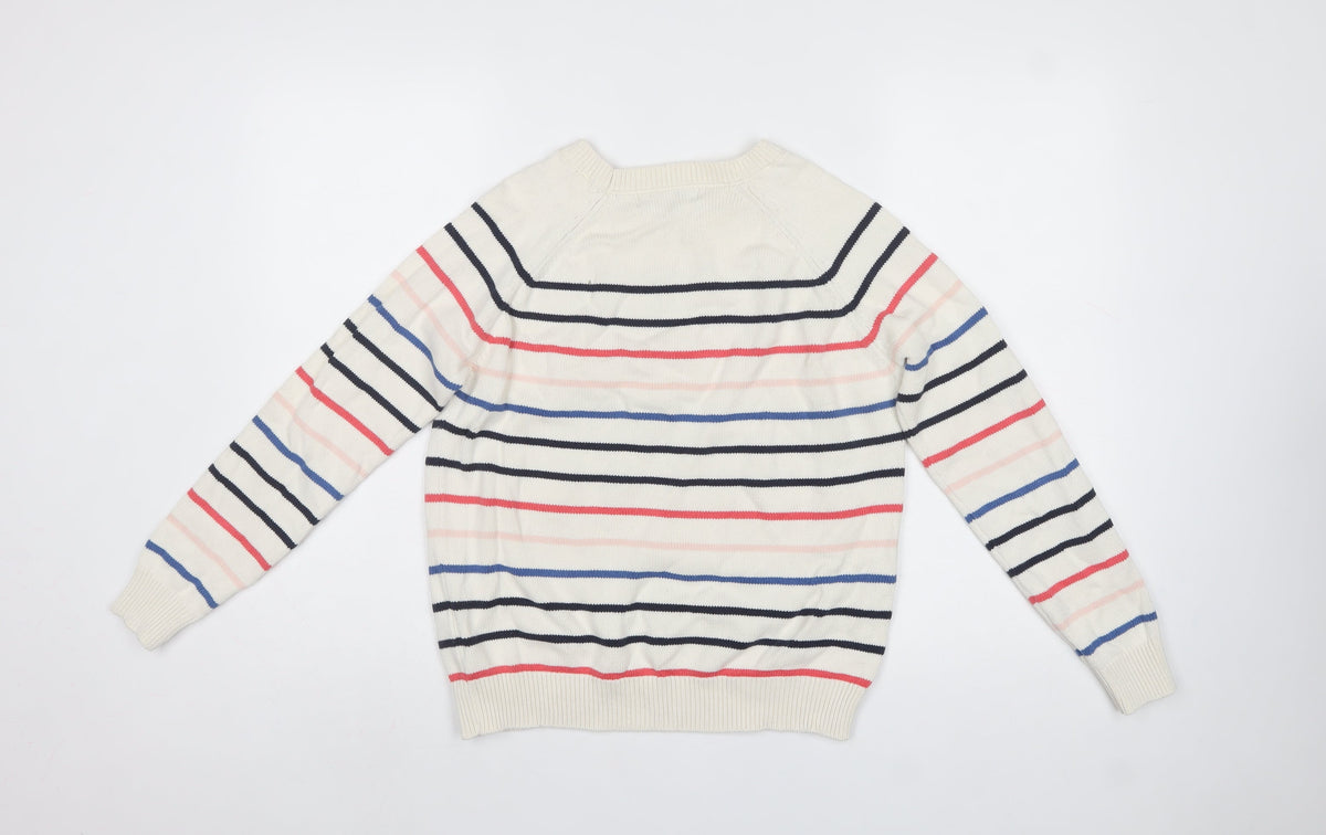 Marks & Spencer Women Multicoloured S Striped Cotton Knit Crew Jumper