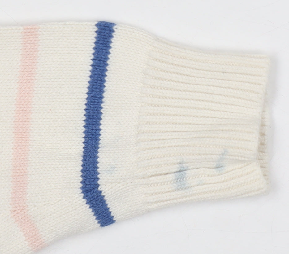 Marks & Spencer Women Multicoloured S Striped Cotton Knit Crew Jumper