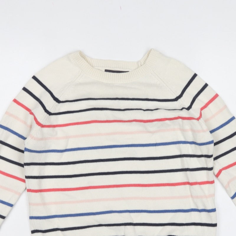 Marks & Spencer Women Multicoloured S Striped Cotton Knit Crew Jumper