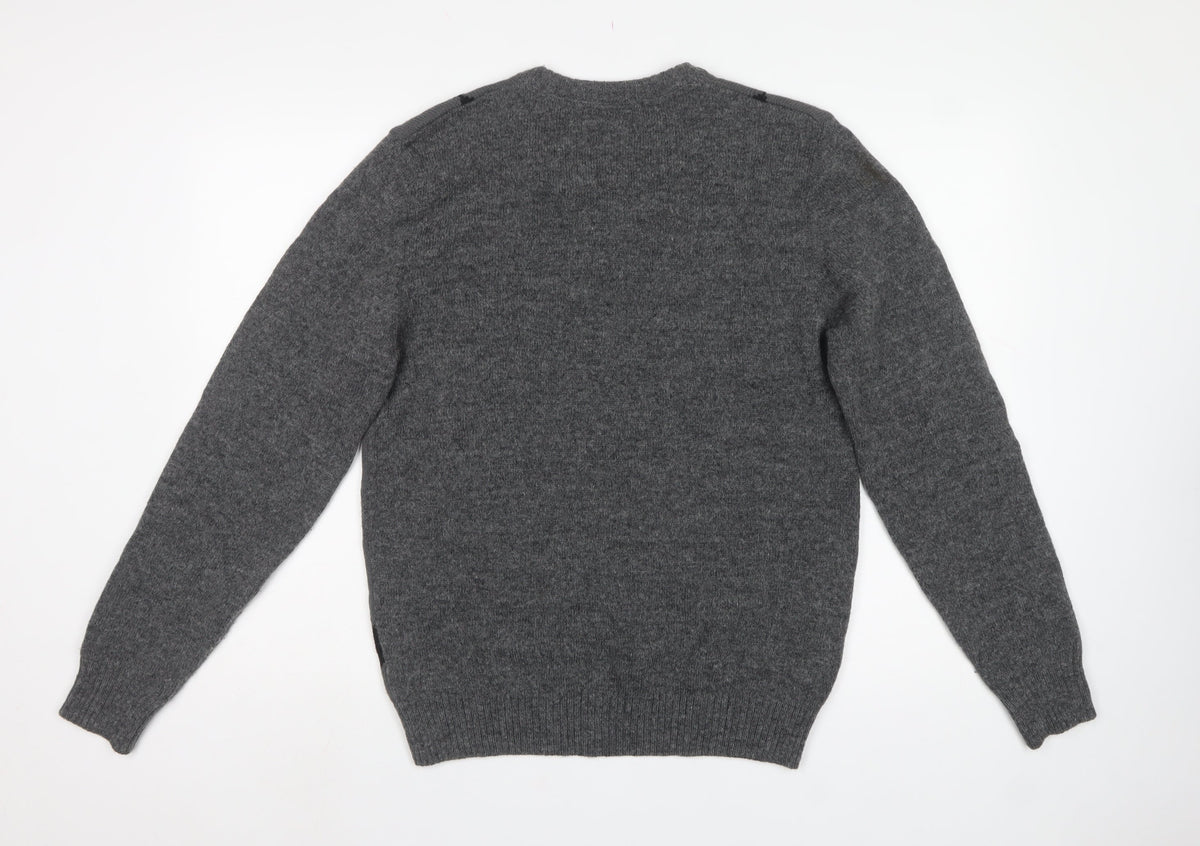 Next Men’s Grey Argyle Wool Blend V-Neck Pullover Jumper Size M