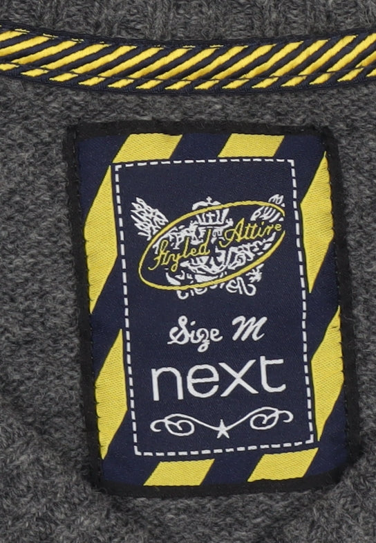 Next Men’s Grey Argyle Wool Blend V-Neck Pullover Jumper Size M