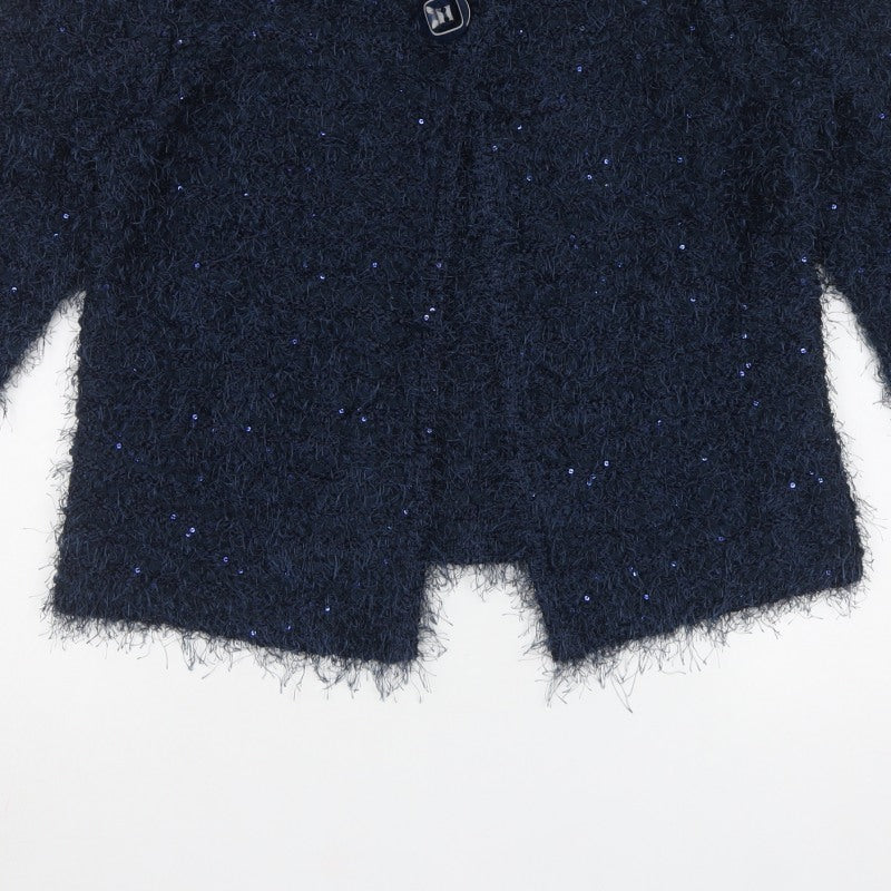 Damart Women's Blue UK 16 Sequin Open Knit Cardigan Long Sleeve
