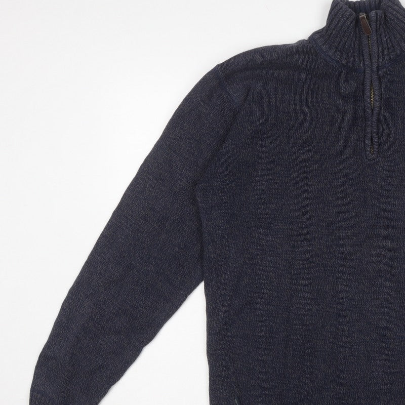 Mountain Warehouse Men's Blue L 1/4 Zip High Neck Knit Jumper