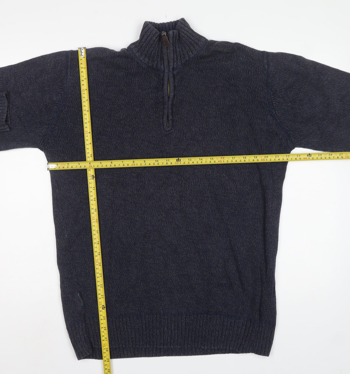 Mountain Warehouse Men's Blue L 1/4 Zip High Neck Knit Jumper