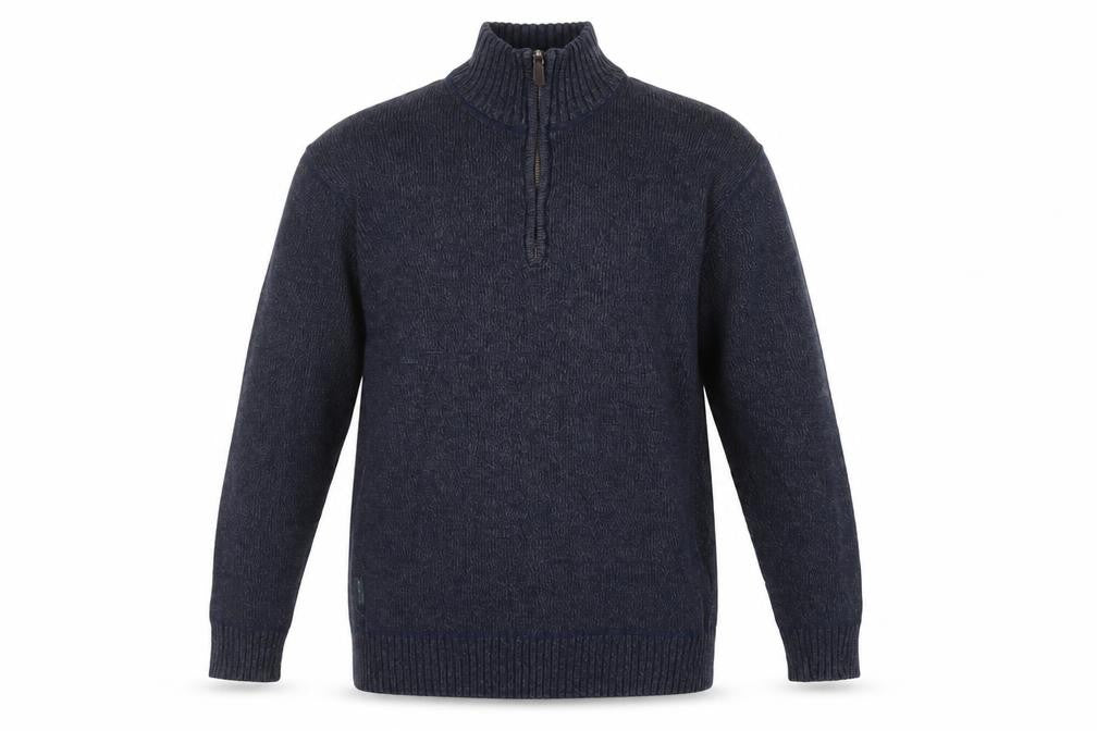 Mountain Warehouse Men's Blue L 1/4 Zip High Neck Knit Jumper