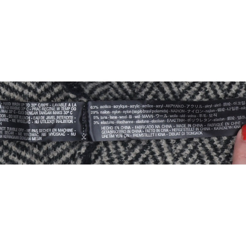 Zara Women Grey Herringbone Open Cardigan UK M Long Sleeve Knit