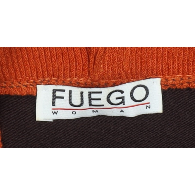 Fuego Woman Brown Floral Knit Open Cardigan XL Long Sleeve