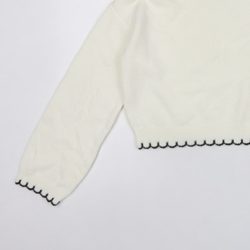 Miss Selfridge Women White UK 12 Knit Pullover Jumper Black Trim