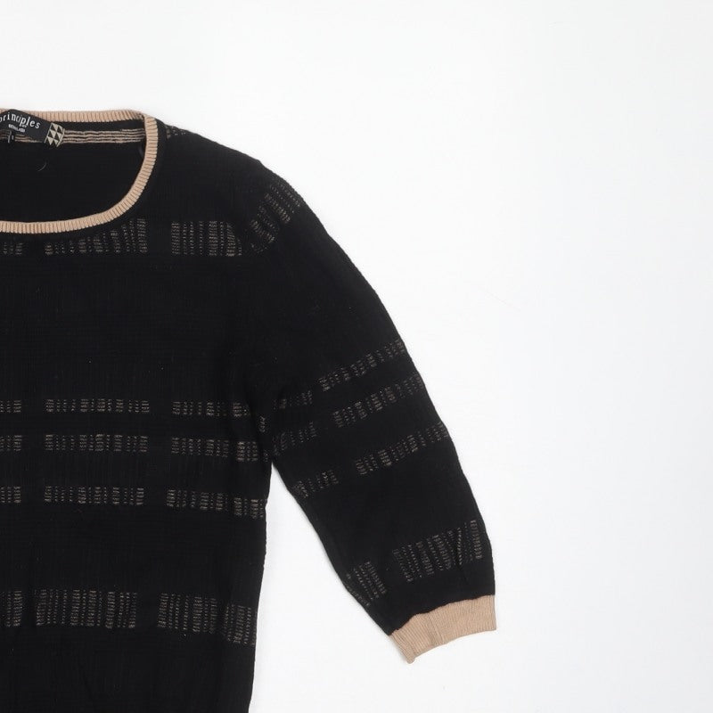 Principles Ben de Lisi Women’s Black UK 12 Striped Open-Knit Jumper