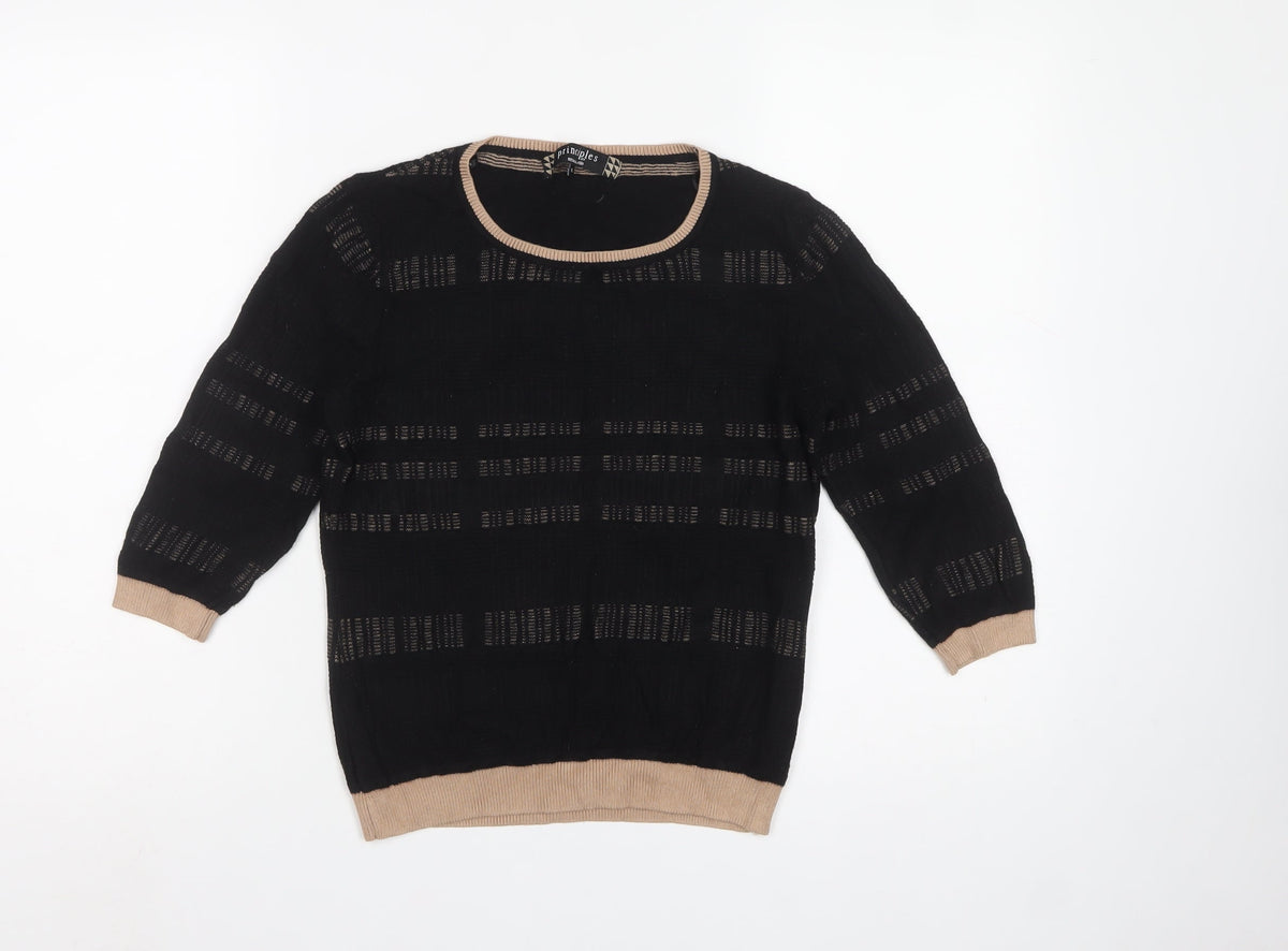 Principles Ben de Lisi Women’s Black UK 12 Striped Open-Knit Jumper