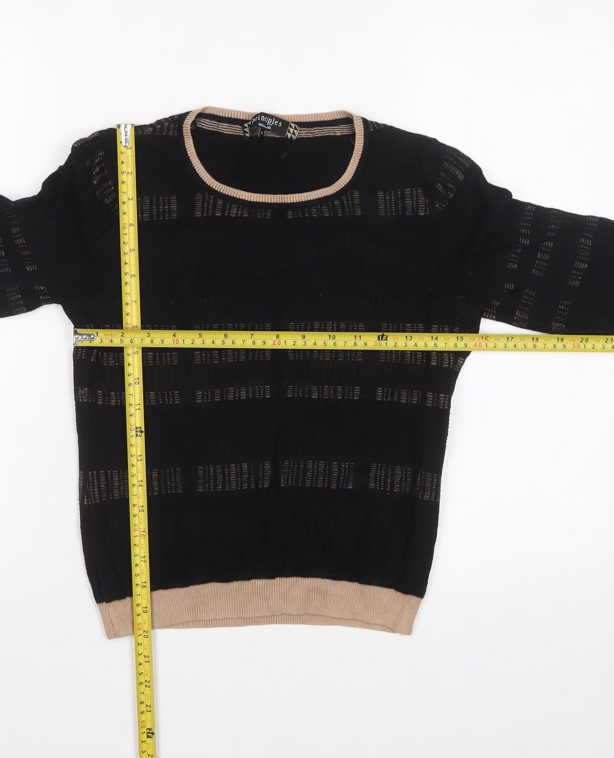 Principles Ben de Lisi Women’s Black UK 12 Striped Open-Knit Jumper