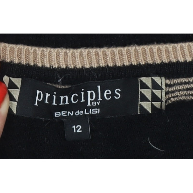 Principles Ben de Lisi Women’s Black UK 12 Striped Open-Knit Jumper
