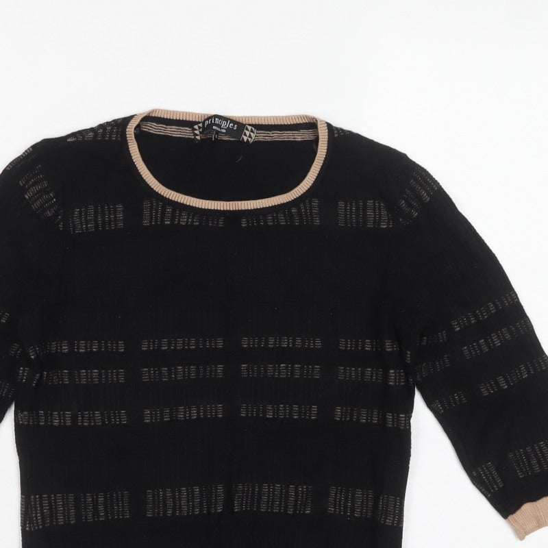Principles Ben de Lisi Women’s Black UK 12 Striped Open-Knit Jumper