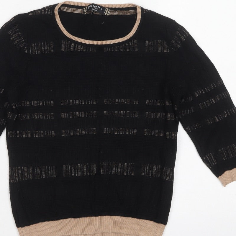 Principles Ben de Lisi Women’s Black UK 12 Striped Open-Knit Jumper