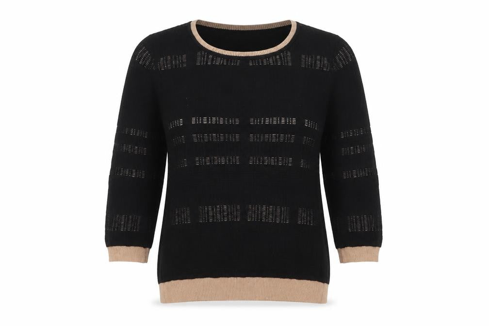 Principles Ben de Lisi Women’s Black UK 12 Striped Open-Knit Jumper