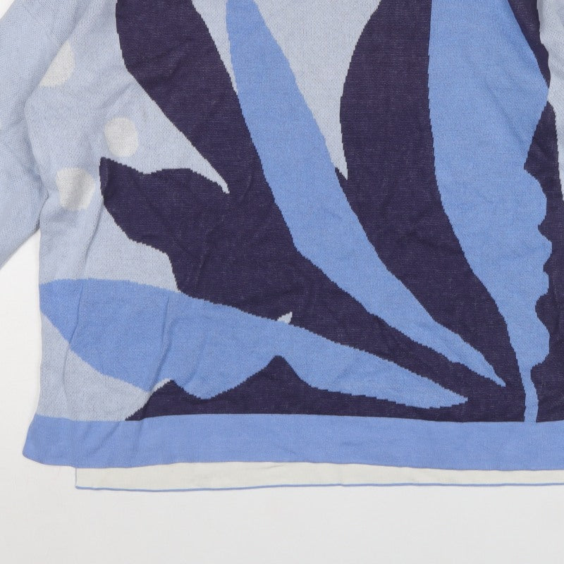 White Stuff Women Blue UK 12 Geometric Cotton Knit Jumper