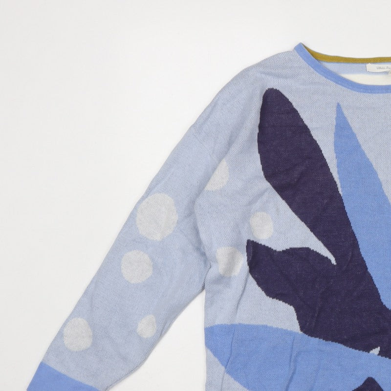 White Stuff Women Blue UK 12 Geometric Cotton Knit Jumper