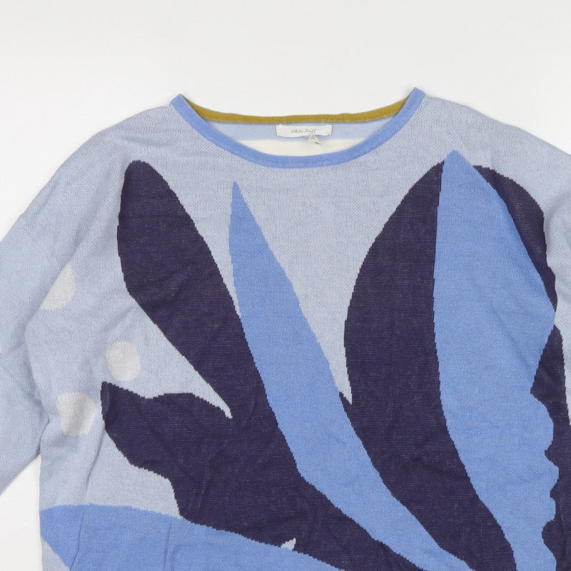 White Stuff Women Blue UK 12 Geometric Cotton Knit Jumper