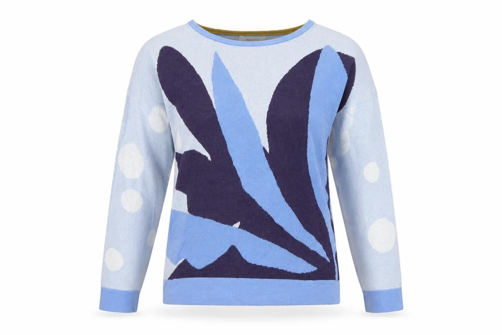 White Stuff Women Blue UK 12 Geometric Cotton Knit Jumper