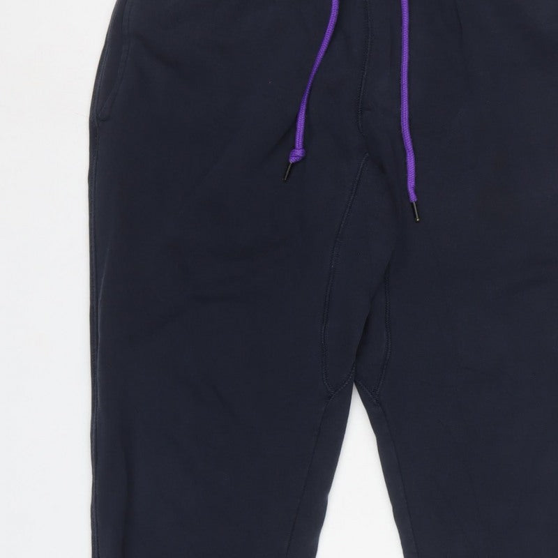 Nike Men’s Blue L Fleece Jogger Sweatpants Purple Logo Drawstring