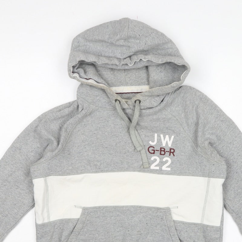 Jack Wills Women Grey White UK 10 Pullover Hoodie Logo Colourblock